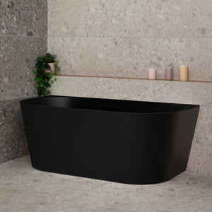 Avalon 1600mm Back to Wall Freestanding Bath, Matte Black