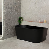 Avalon 1600mm Back to Wall Freestanding Bath, Matte Black