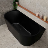 Avalon 1600mm Back to Wall Freestanding Bath, Matte Black