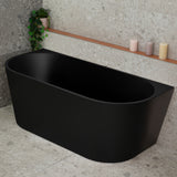 Avalon 1600mm Back to Wall Freestanding Bath, Matte Black