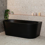 Avalon 1600mm Back to Wall Freestanding Bath, Matte Black