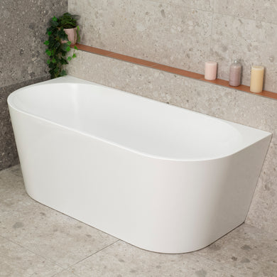 Avalon 1600mm Back to Wall Freestanding Bath, Matte White