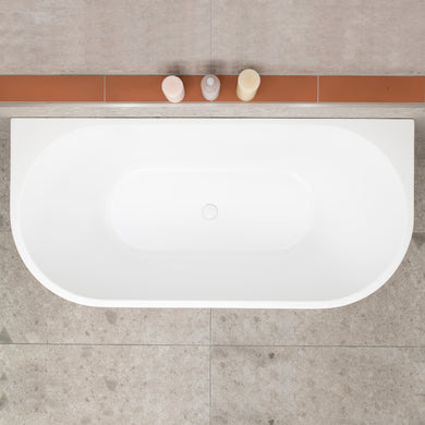 Avalon 1600mm Back to Wall Freestanding Bath, Matte White