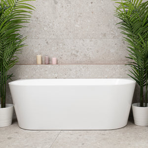 Avalon 1700mm Back to Wall Freestanding Bath, Gloss White