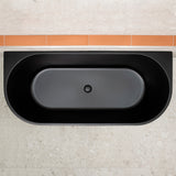 Avalon 1700mm Back to Wall Freestanding Bath, Matte Black