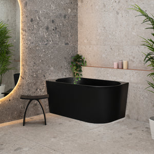 Avalon 1300mm Left Corner Freestanding Bath, Matte Black