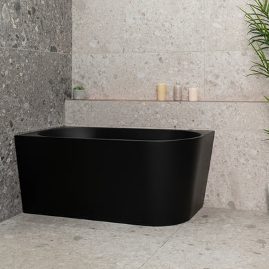 Avalon 1300mm Left Corner Freestanding Bath, Matte Black