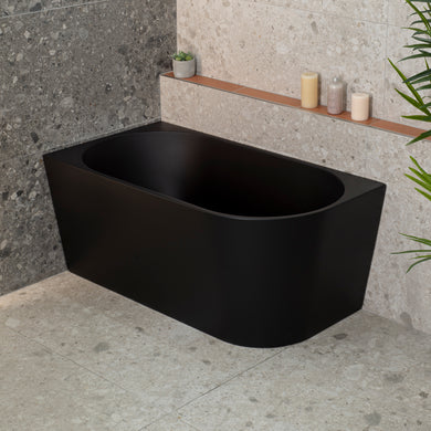 Avalon 1300mm Left Corner Freestanding Bath, Matte Black
