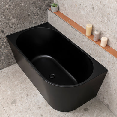 Avalon 1300mm Left Corner Freestanding Bath, Matte Black