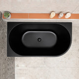 Avalon 1300mm Left Corner Freestanding Bath, Matte Black