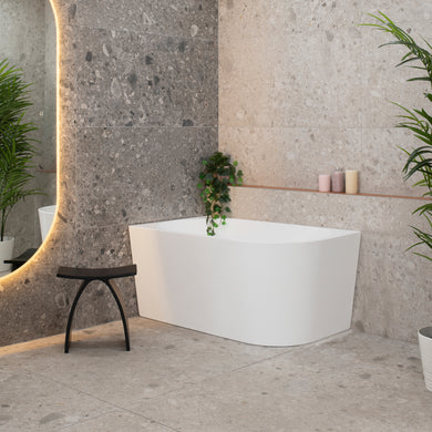 Avalon 1300mm Left Corner Freestanding Bath, Matte White