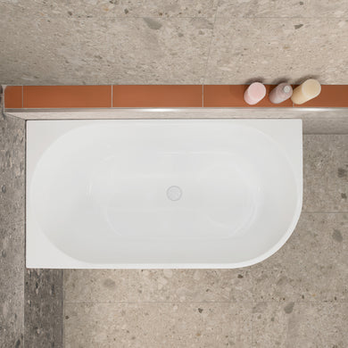 Avalon 1300mm Left Corner Freestanding Bath, Matte White
