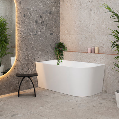 **CLEARANCE STOCK Avalon 1400mm Left Corner Freestanding Bath, Gloss White