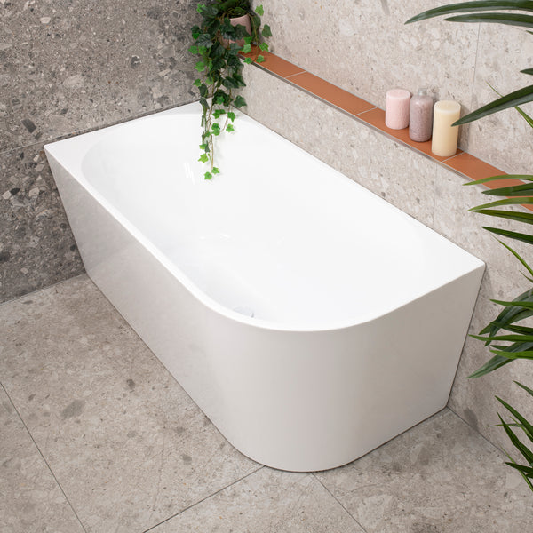 Avalon II 1400mm Left Corner Freestanding Bath, Gloss White