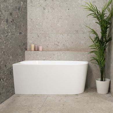 **CLEARANCE STOCK Avalon 1400mm Left Corner Freestanding Bath, Gloss White