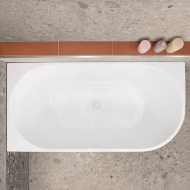 **CLEARANCE STOCK Avalon 1400mm Left Corner Freestanding Bath, Gloss White