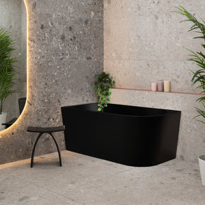 Avalon 1400mm Left Corner Freestanding Bath, Matte Black