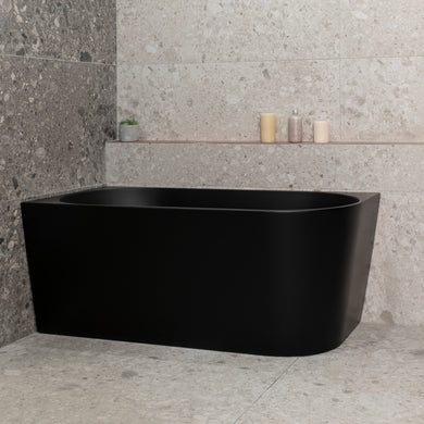 Avalon 1400mm Left Corner Freestanding Bath, Matte Black