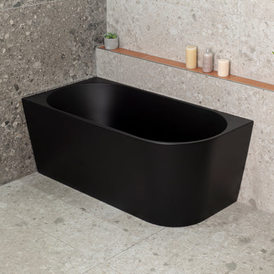 Avalon 1400mm Left Corner Freestanding Bath, Matte Black