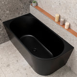 Avalon 1400mm Left Corner Freestanding Bath, Matte Black