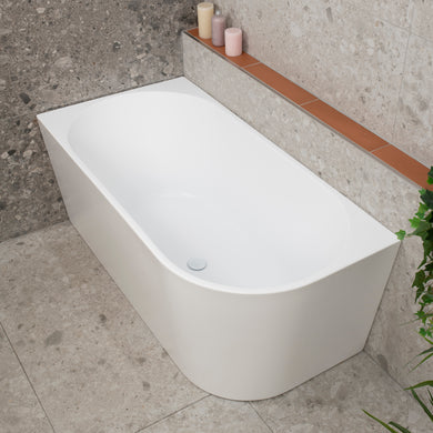 **CLEARANCE STOCK Avalon 1400mm Left Corner Freestanding Bath, Matte White