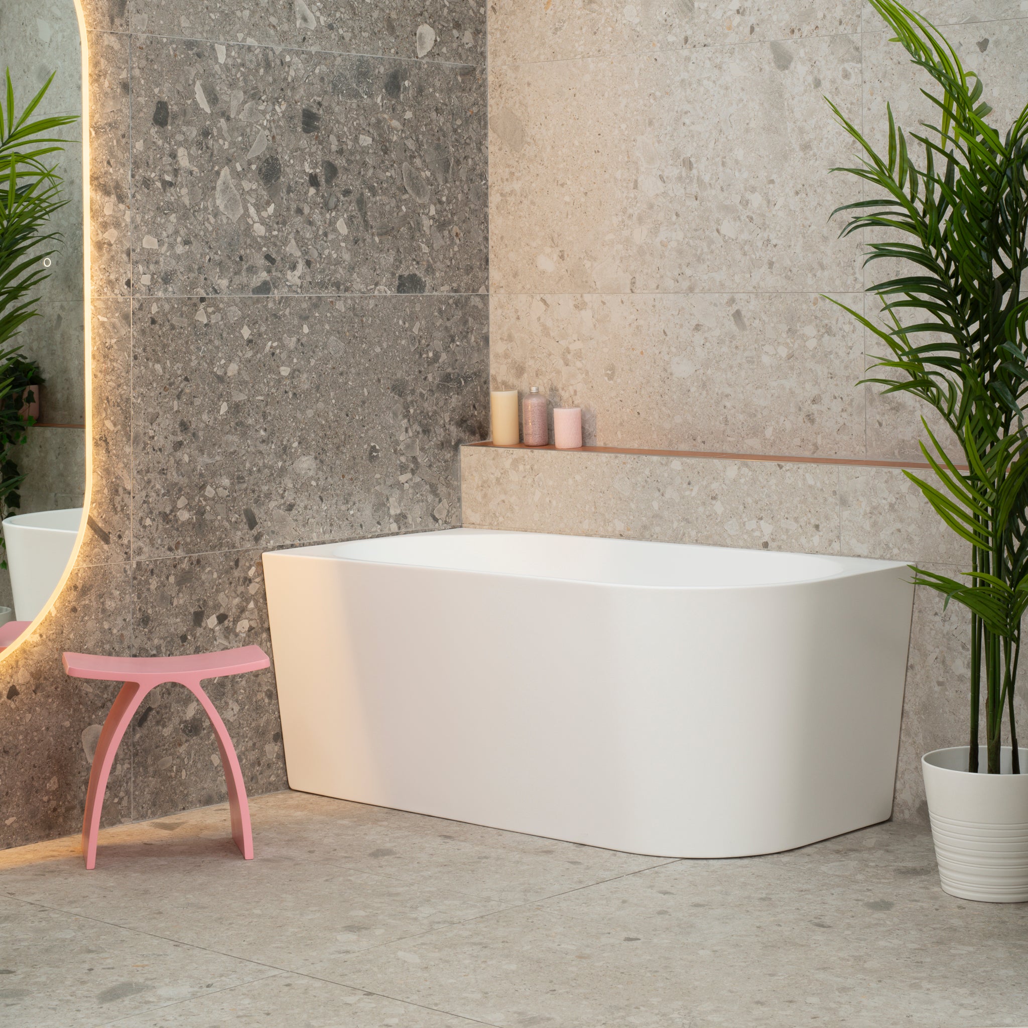 Avalon II 1400mm Left Corner Freestanding Bath, Matte White