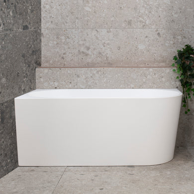 **CLEARANCE STOCK Avalon 1400mm Left Corner Freestanding Bath, Matte White