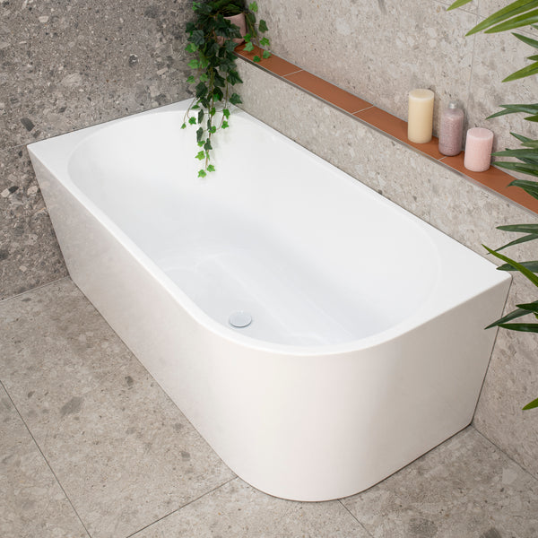 Avalon II 1500mm Left Corner Freestanding Bath, Gloss White