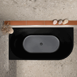 Avalon 1500mm Left Corner Freestanding Bath, Matte Black