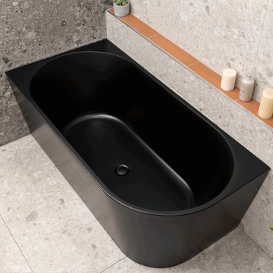Avalon 1500mm Left Corner Freestanding Bath, Matte Black