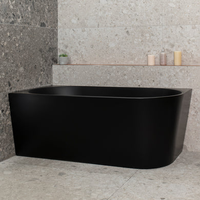 Avalon 1500mm Left Corner Freestanding Bath, Matte Black