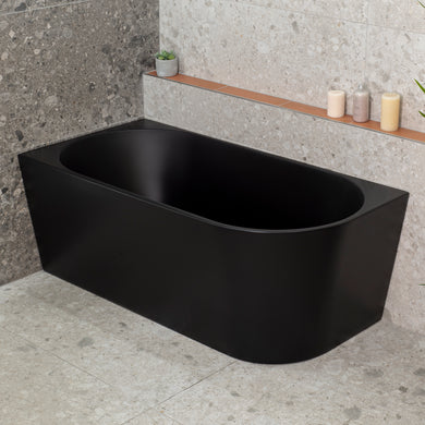 Avalon 1500mm Left Corner Freestanding Bath, Matte Black