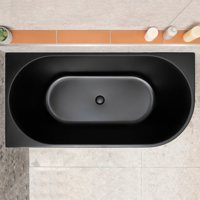 Avalon 1500mm Left Corner Freestanding Bath, Matte Black