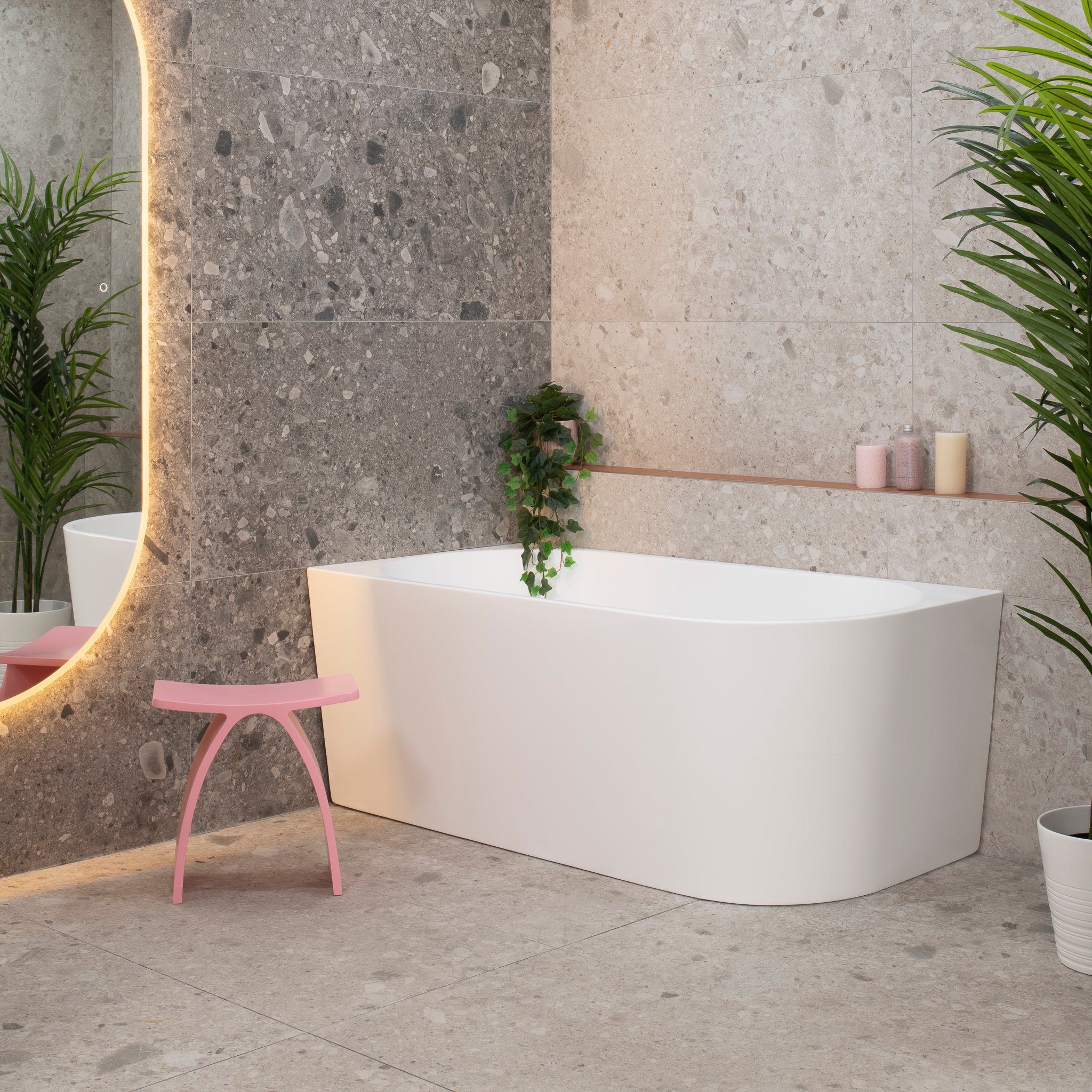 Avalon II 1500mm Left Corner Freestanding Bath, Matte White