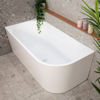 **CLEARANCE STOCK Avalon 1500mm Left Corner Freestanding Bath, Matte White