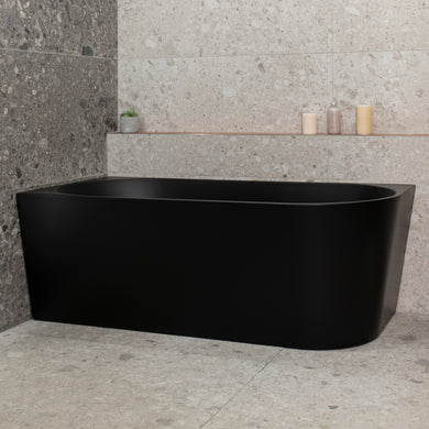 Avalon 1600mm Left Corner Freestanding Bath, Matte Black