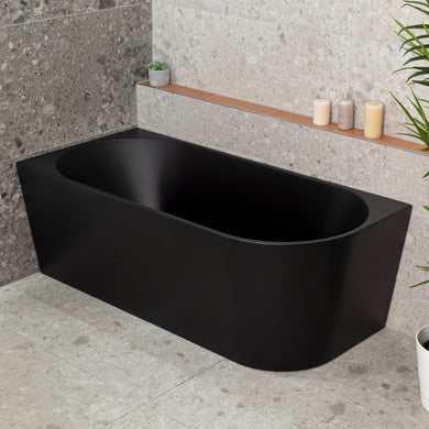 Avalon 1600mm Left Corner Freestanding Bath, Matte Black