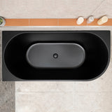 Avalon 1600mm Left Corner Freestanding Bath, Matte Black