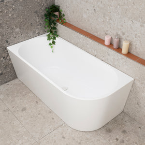 Avalon 1600mm Left Corner Freestanding Bath, Matte White *Clearance Stock*