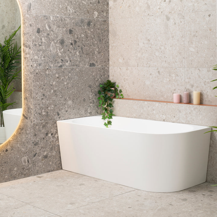 Avalon 1600mm Left Corner Freestanding Bath, Gloss White