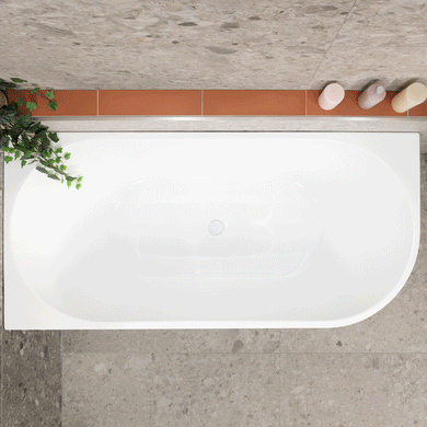 **CLEARANCE STOCK Avalon 1700mm Left Corner Freestanding Bath, Gloss White