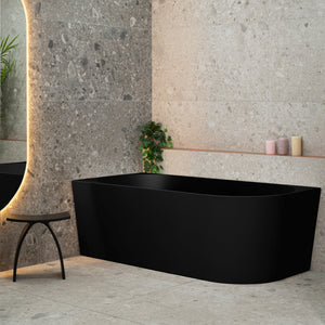 Avalon 1700mm Left Corner Freestanding Bath, Matte Black