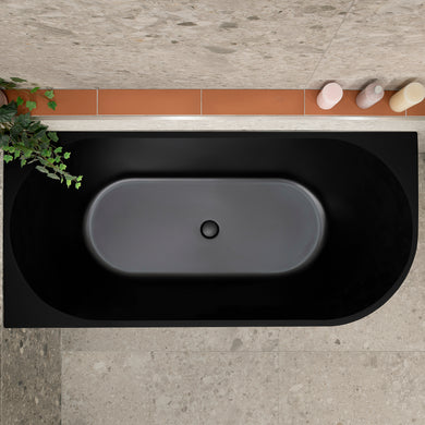 Avalon 1700mm Left Corner Freestanding Bath, Matte Black