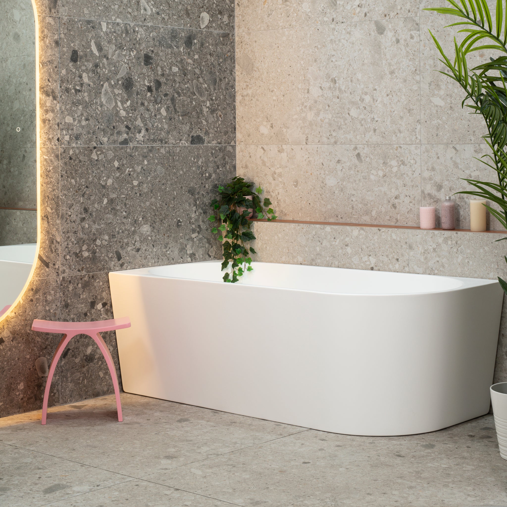 Avalon II 1700mm Left Corner Freestanding Bath, Matte White