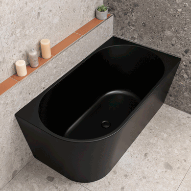 Avalon 1300mm Right Corner Freestanding Bath, Matte Black
