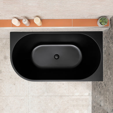 Avalon 1300mm Right Corner Freestanding Bath, Matte Black