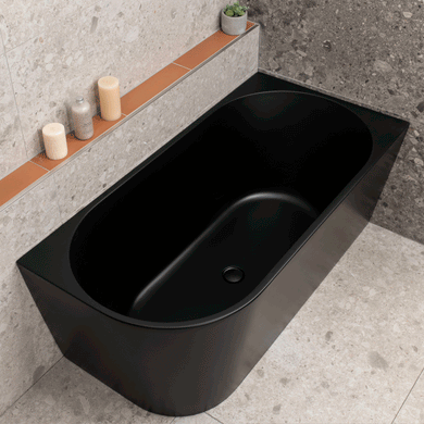 Avalon 1400mm Right Corner Freestanding Bath, Matte Black