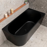 Avalon 1400mm Right Corner Freestanding Bath, Matte Black