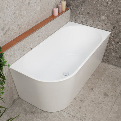**CLEARANCE STOCK Avalon 1400mm Right Corner Freestanding Bath, Matte White