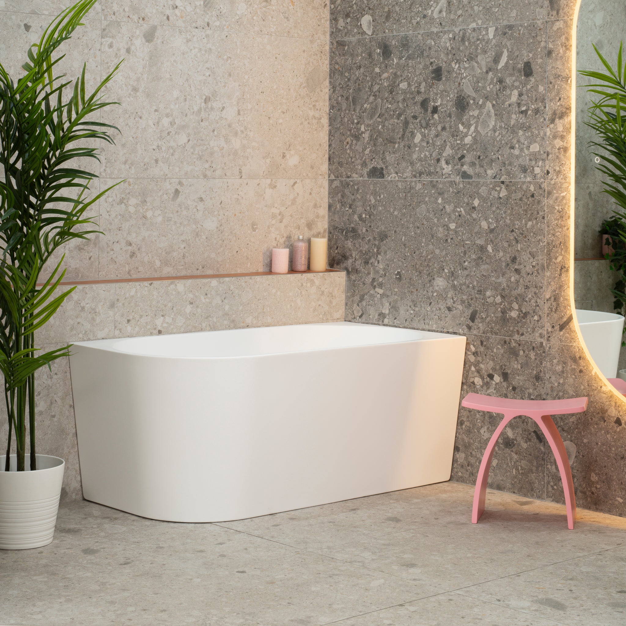 Avalon II 1400mm Right Corner Freestanding Bath, Matte White